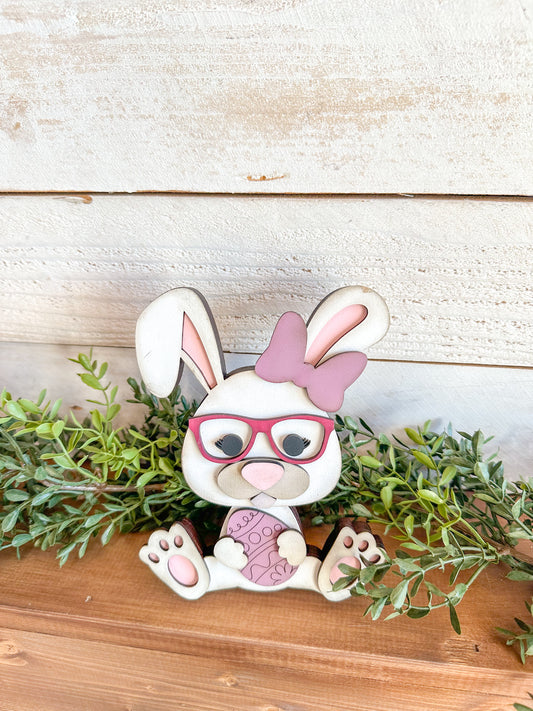 Easter Bunny Shelf Sitter – Nerdy Bunny with Glasses