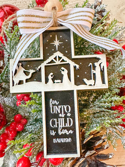 Nativity Cross Christmas Ornament