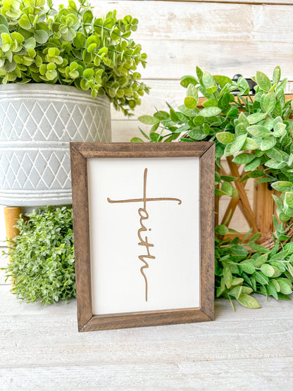 Faith cross, Laser engraved wood sign