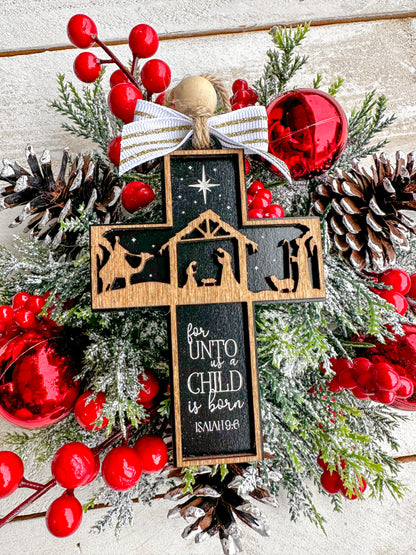 Nativity Cross Christmas Ornament