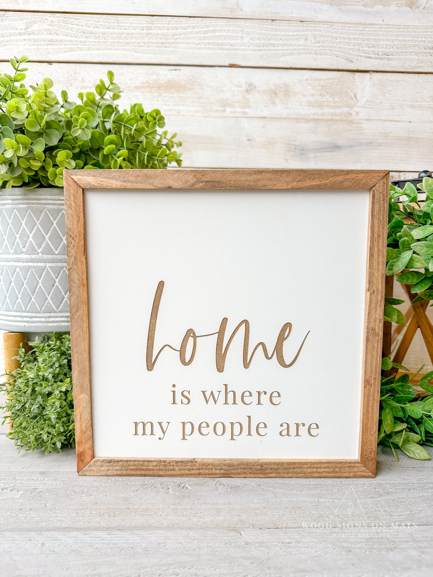 Home is where my people are. Laser engraved wood sign.
