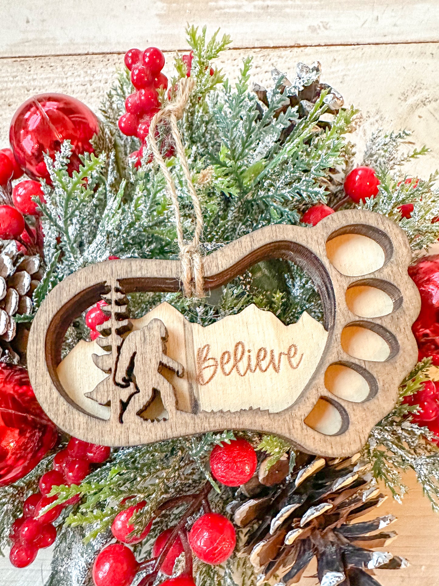 Believe Bigfoot Christmas Ornament