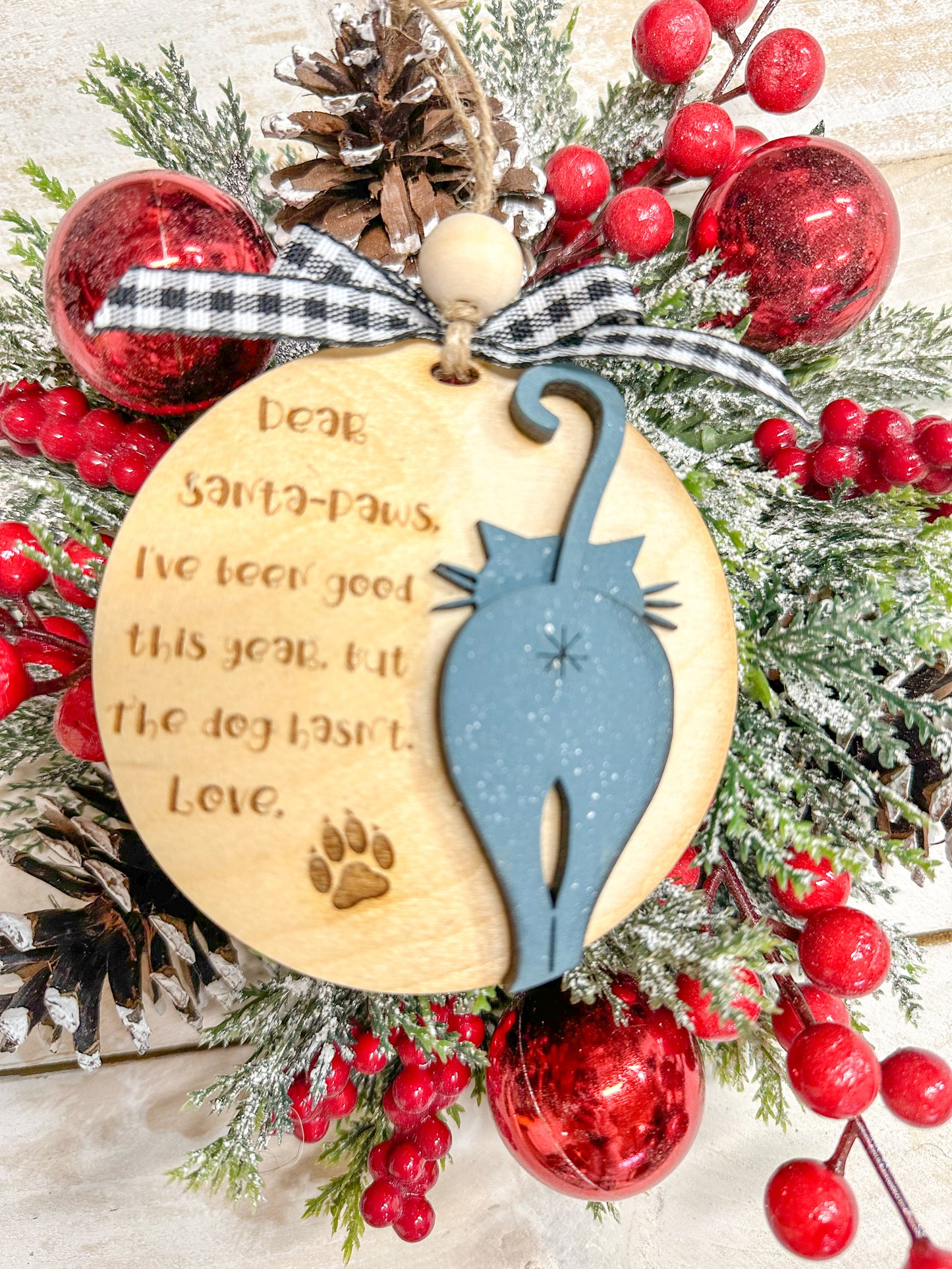 Dear Santa Paws cat ornament