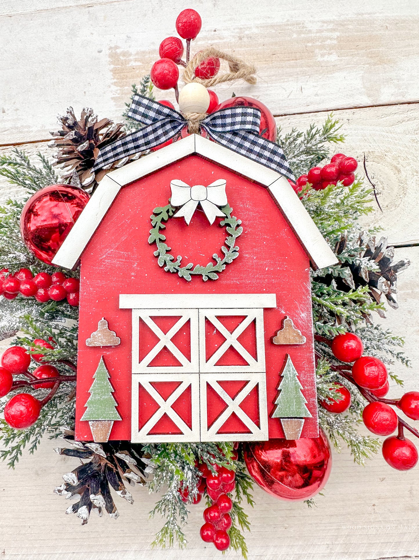 red barn ornament