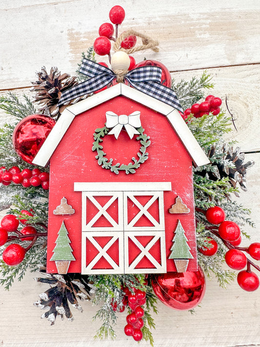 red barn ornament