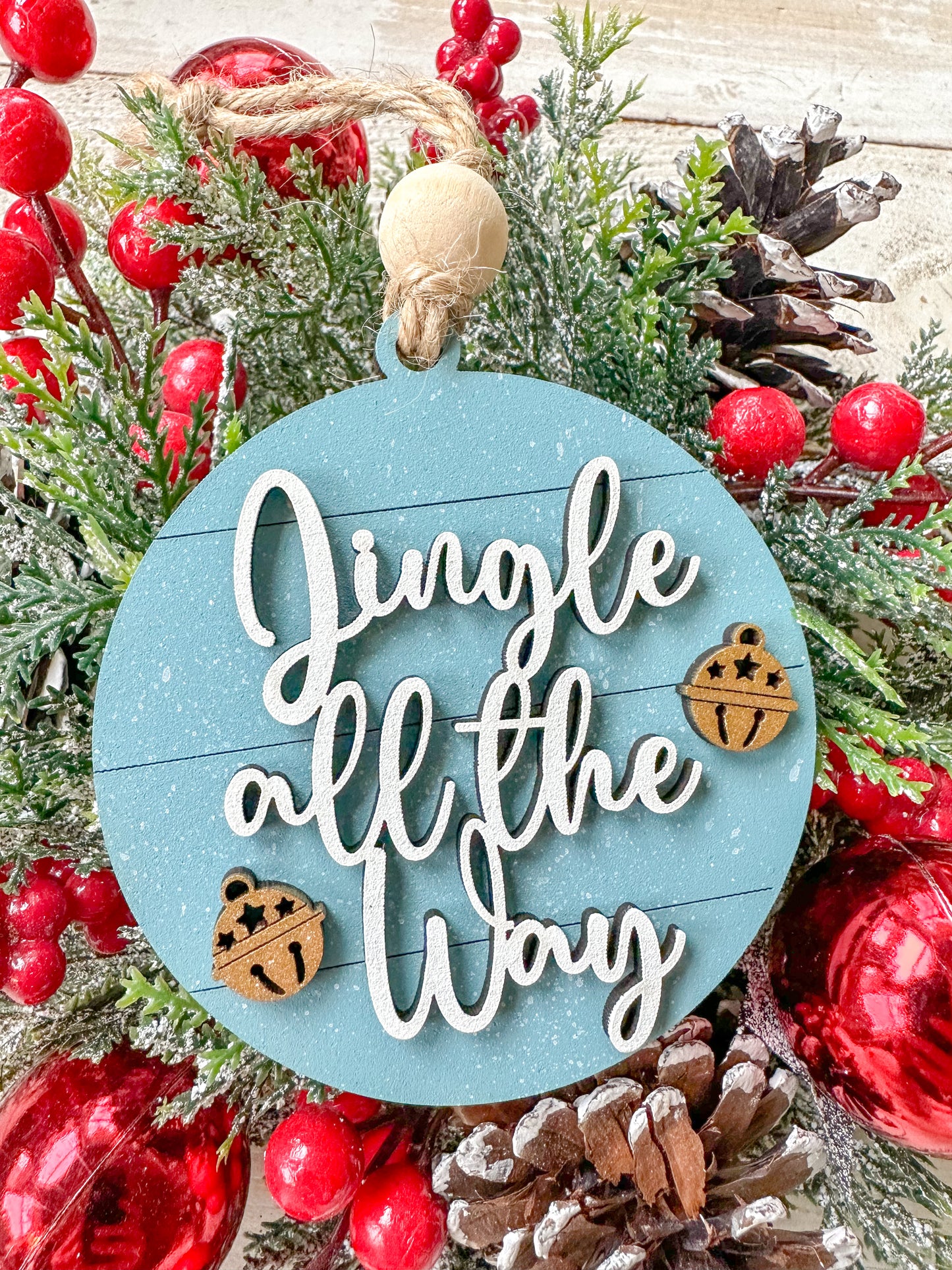 Jingle All the Way Christmas Ornament – Handcrafted Holiday Tree Decor & Gift Tag