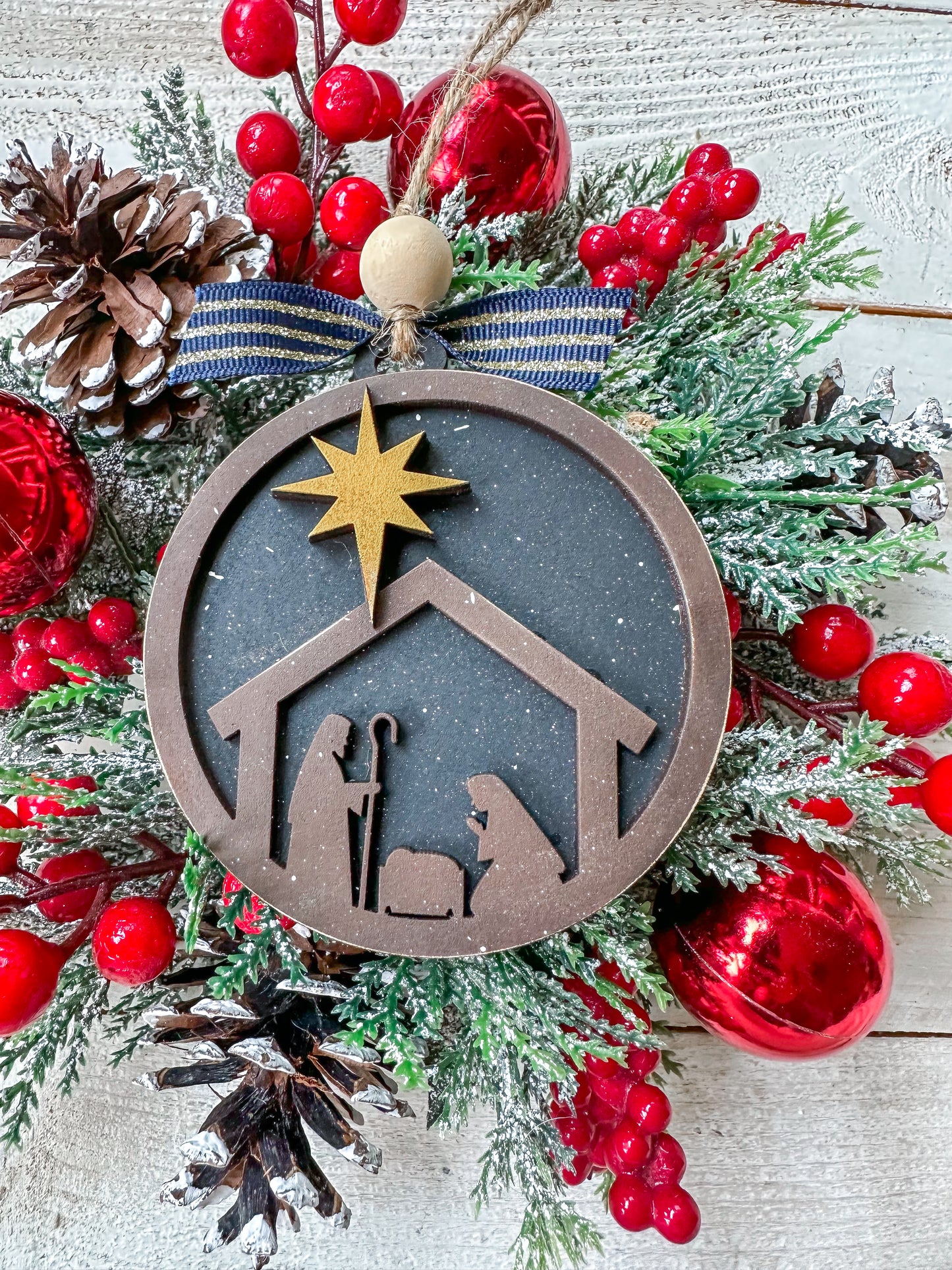 Nativity Scene Christmas Ornament – Handcrafted Religious Holiday Decor