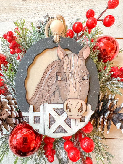 Horse & Barn Christmas Ornament