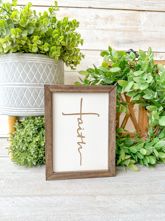 Faith cross, Laser engraved wood sign