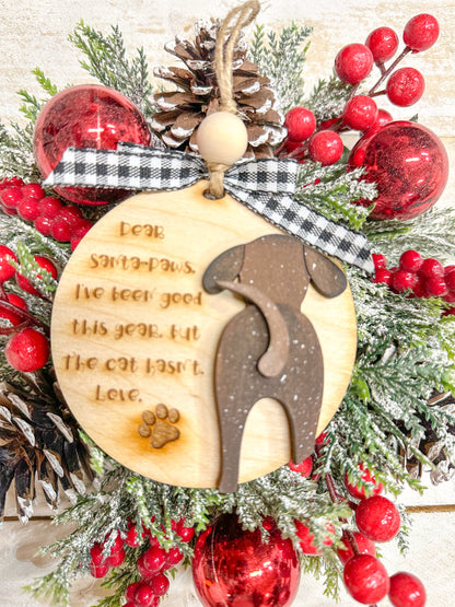 Dear Santa paws dog ornament