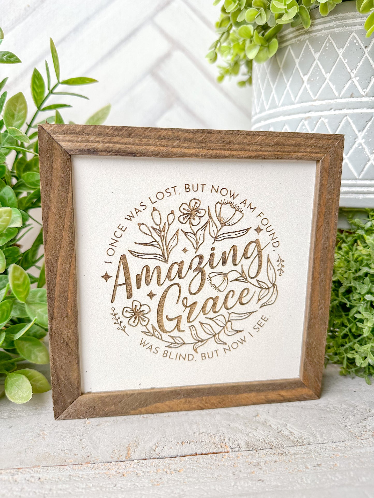 Amazing Grace Laser Engraved Wooden Sign