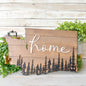 Washington State Home Wood Sign – Rustic Wall Decor with Evergreen Trees