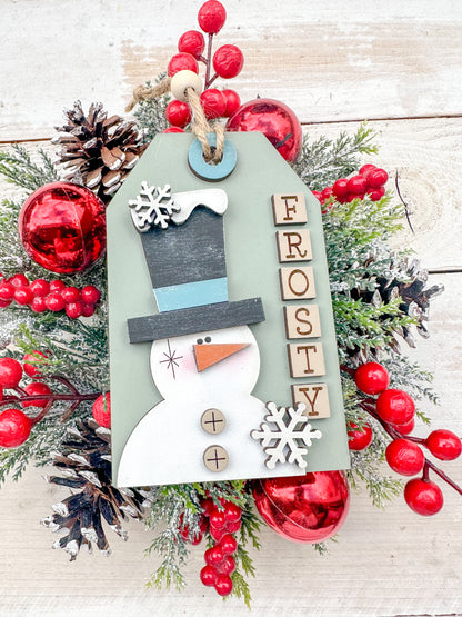 snowman frosty giftcard tag ornament