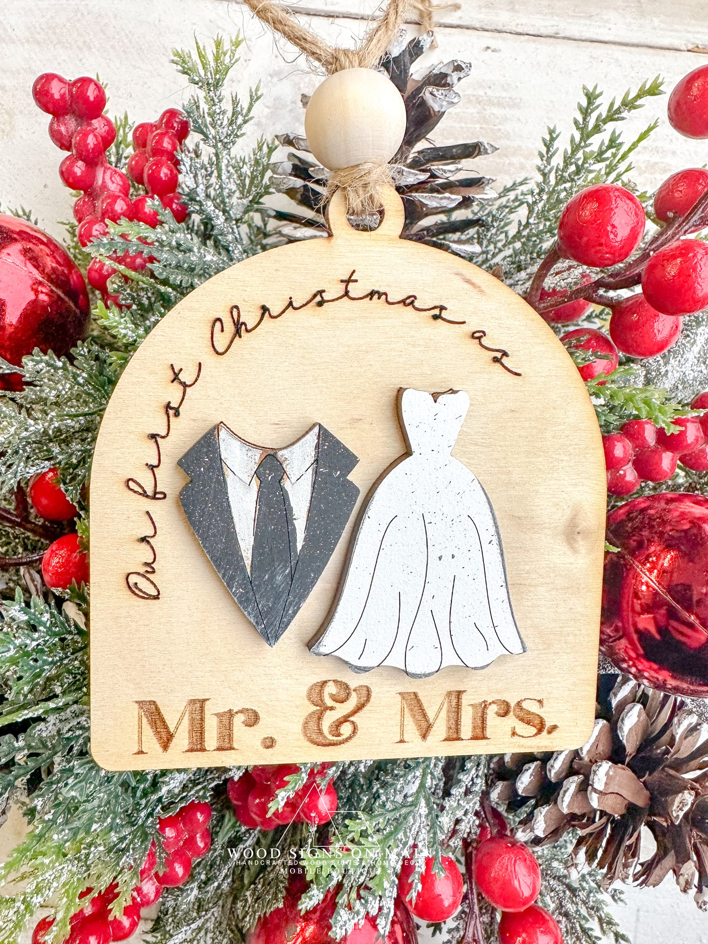 Our First Christmas as Mr. & Mrs. Ornament | Personalized Wedding Christmas Ornament
