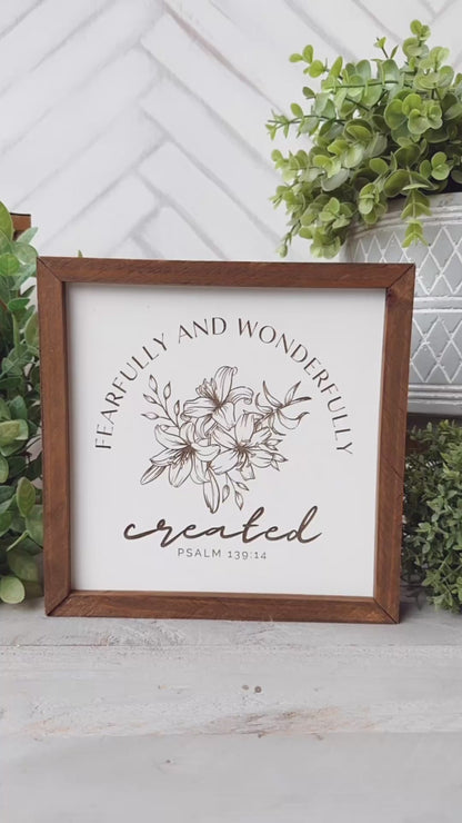 Fearfully and Wonderfully Created Laser Engraved Wooden Sign