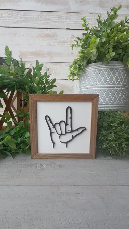 Handmade ASL I Love You 3D Sign – Modern Farmhouse Wall Art