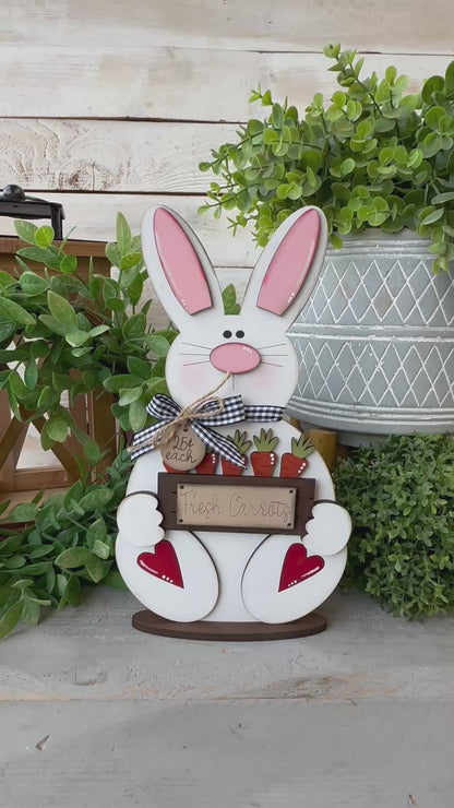 Handcrafted Easter Bunny Sign – Fresh Carrots Farmhouse Decor | Limited Release