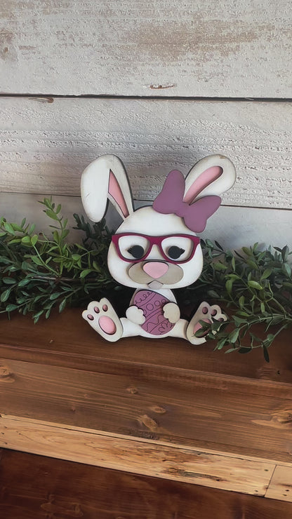 Easter Bunny Shelf Sitter – Nerdy Bunny with Glasses