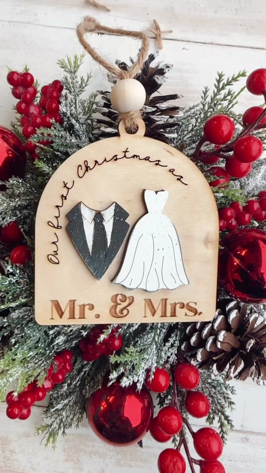 Our First Christmas as Mr. & Mrs. Ornament | Personalized Wedding Christmas Ornament