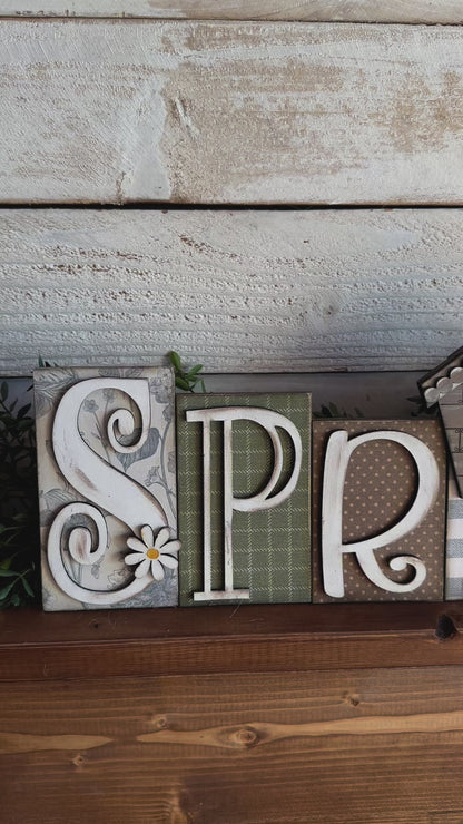 Spring block wooden decor / shelf sitter