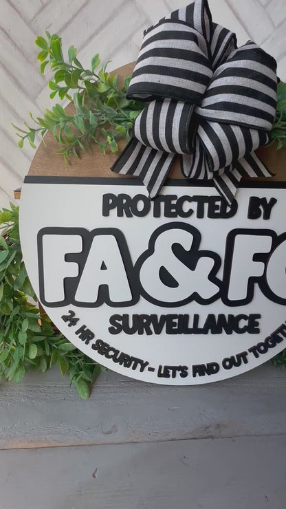 Protected by FA & FO Round Sign – Handmade Wood Décor